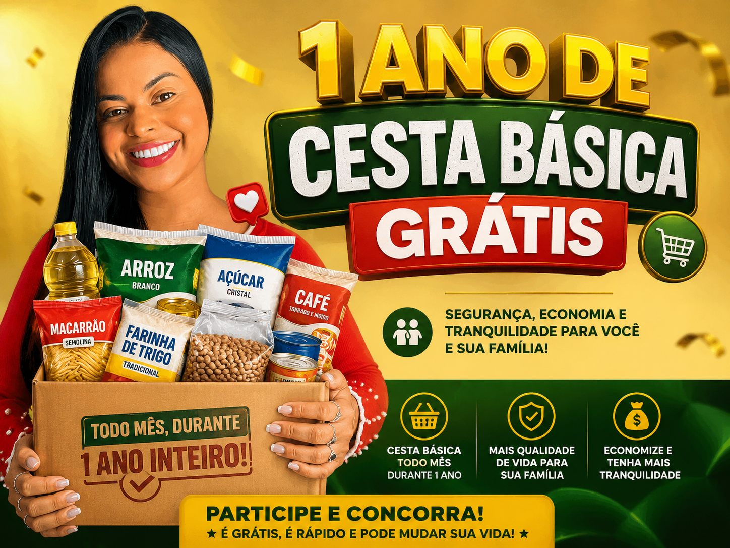 Sorteio de 1 Ano de Cesta Básica Grátis com Giovana